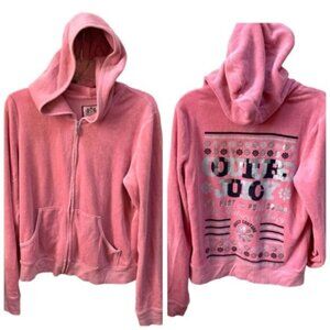 Juicy Couture Vintage Y2K Hoodie Jacket Barbie French Terry Pocket Logo Velour M